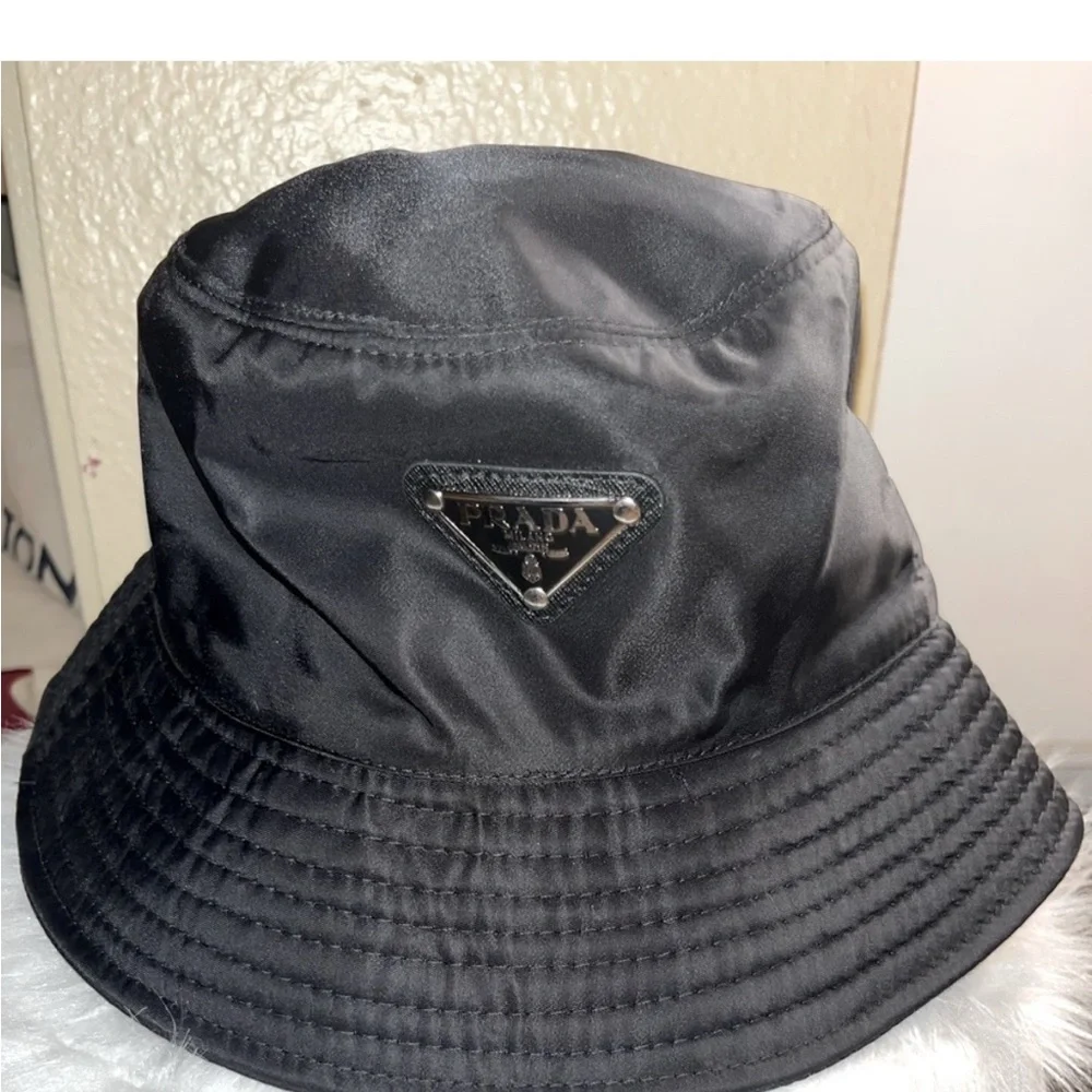 Prada Black Bucket Hat with Water-Resistant Fabric. AS IS !! - Picture 1 of 3